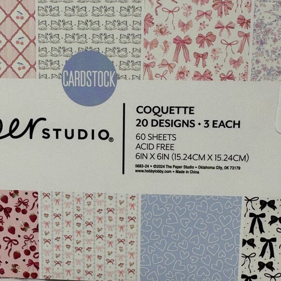 Coquette Cardstock Pack 60 Sheets 6x6 20 Designs Crafting Gift Pink Scrapbooking - Picture 2 of 16